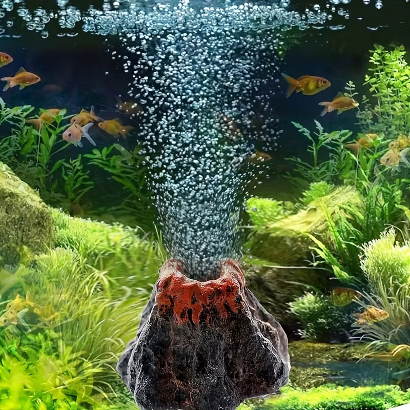 Aquarium Fish Games - 水槽用火山石バブルストーン、電池不要、酸素と装飾を向上させ、小型水槽に最適