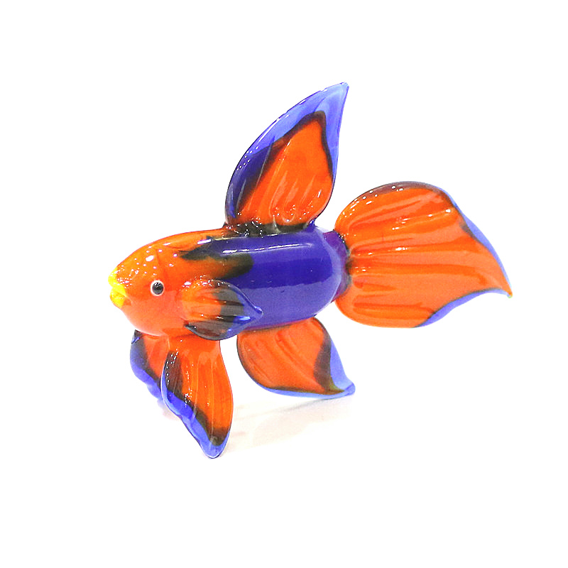 Live Fish Aquarium - オレンジムラーノガラス熱帯魚の置物装飾品かわいい手作り海の動物小さな像ホームリビングルームテーブル水族館の装飾