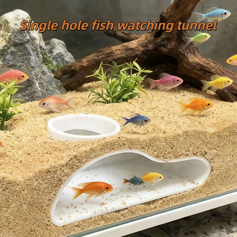 Aquarium Fish Games - アクアリウムの魚トンネル隠れ家 | 天然の曲線状の洞窟装飾品（グッピー、ベタ、ブリストルノーズプレコス用） | 淡水・海水タンク