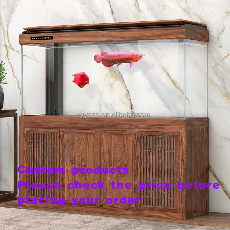 Live Fish Aquarium - 業務用高級ガラス製長方形壁掛け水槽、耐久性のあるリビングルーム用大型300L～1000リットル魚飼育キャビネット