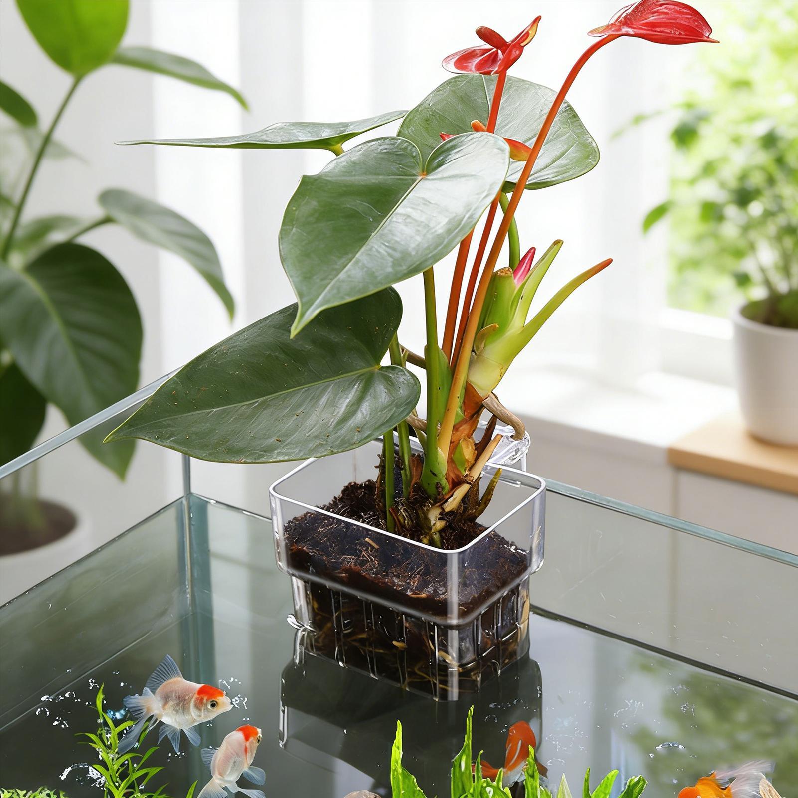 透明な吊り下げ式水槽用植物ホルダーポット、水槽水耕栽培システ - Aquarium Fish Names のレビューと価格