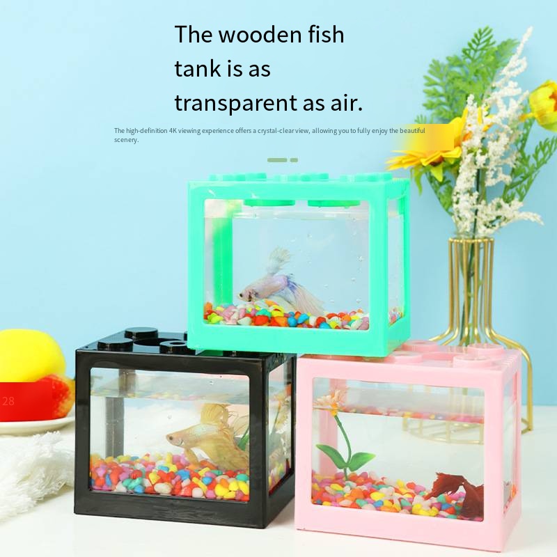 斬新なブロック型ミニ水槽 デスクトップ金魚鉢 小型金魚鉢 テ - Aquarium Fish Names のレビューと価格