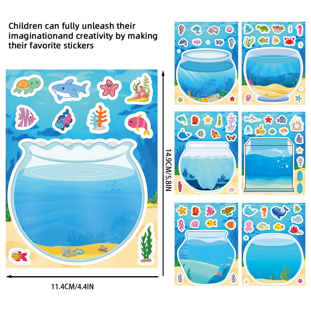 8/16 枚クリエイティブ水槽漫画パズルステッカー子供用 D - Aquarium Fish Games のレビューと価格