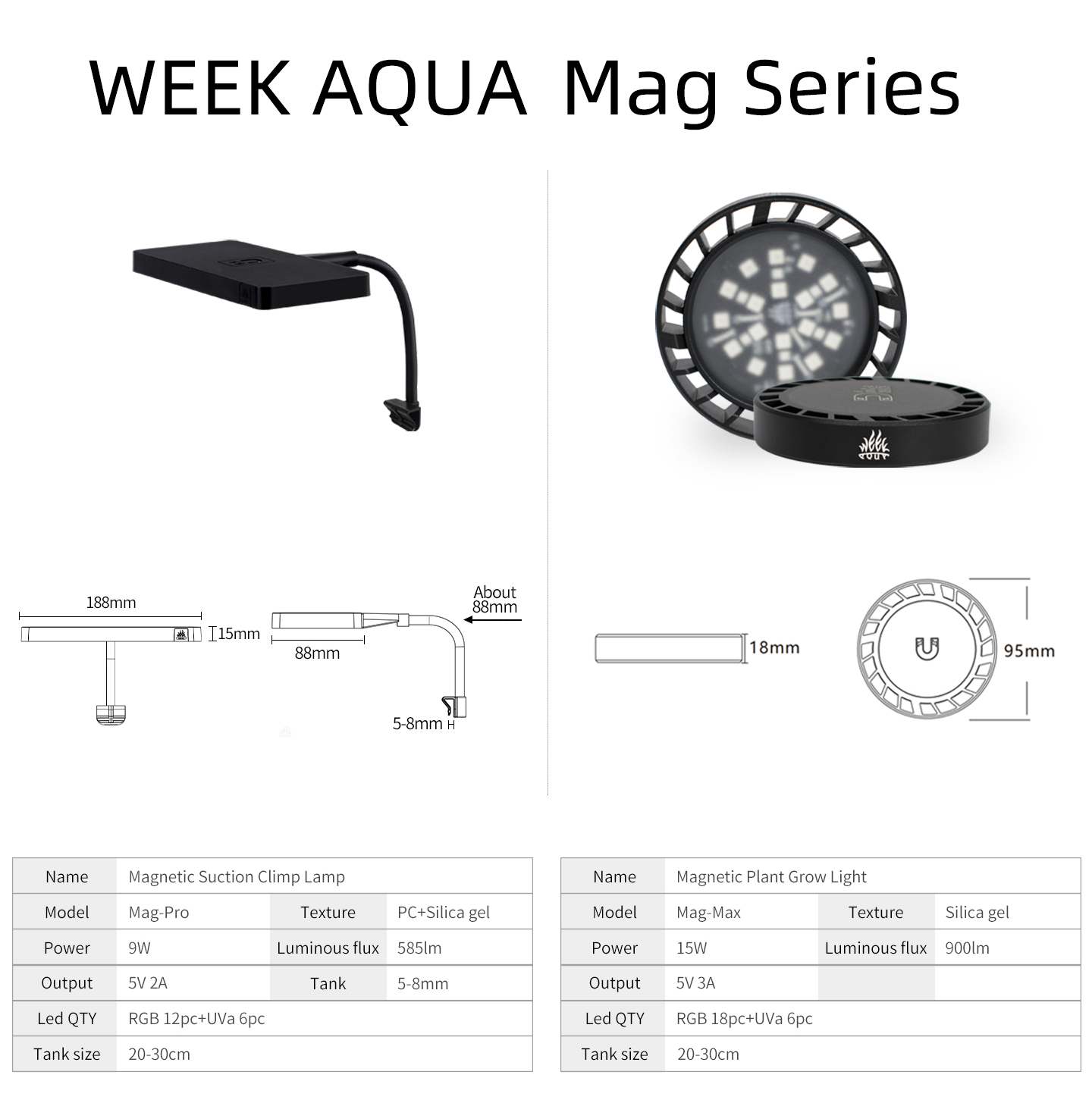 WEEK AQUA Mag Pro Mag Max Nano - Aquarium Fish Lamp のレビューと価格