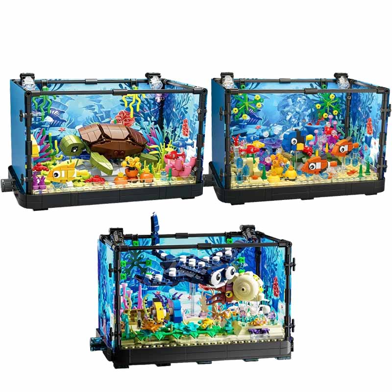 ライト付き水槽ビルディングブロックセット、水槽、海洋カメ、1 - Aquarium Fish Names のレビューと価格