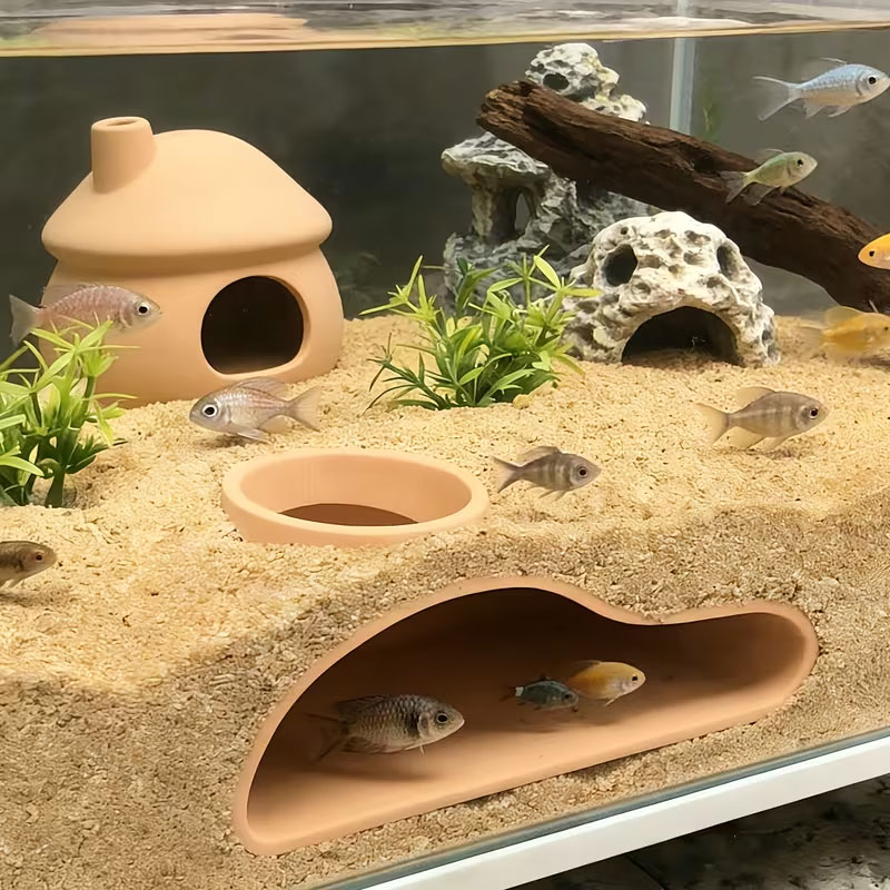 アクアリウムの魚トンネル隠れ家 |     天然の曲線状の洞 - Aquarium Fish Games のレビューと価格