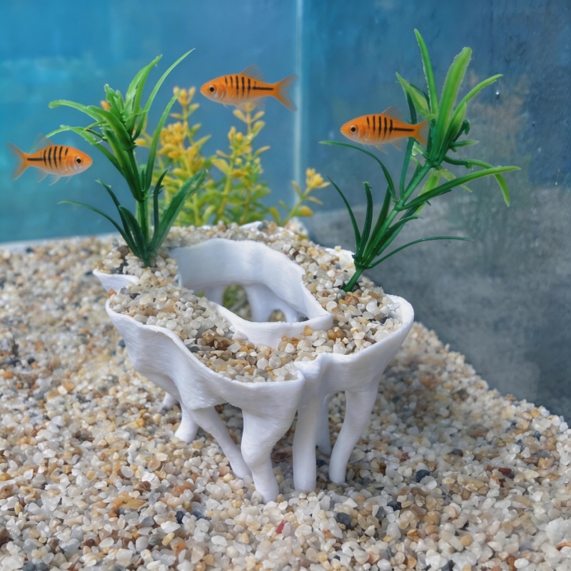 3Dプリントされた木の根の形をした水槽用植物、植木鉢も水槽の - Aquarium Fish Games のレビューと価格